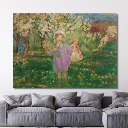 Bambini In Un Frutteto Fiorito Henri Lebasque hlb10 quadro stampato su tela