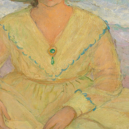 Giovane Ragazza Seduta Sulla Spiaggia Henri Lebasque hlb19 quadro stampato su tela