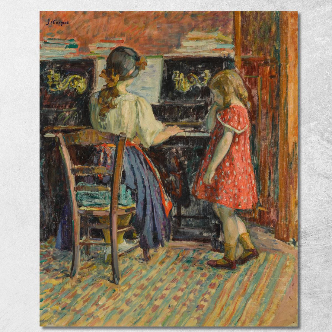 La Lezione Di Pianoforte Di Marthe E Nono Henri Lebasque hlb25 quadro stampato su tela La Lezione Di Pianoforte Di Marthe E Nono Henri Lebasque hlb25 quadro stampato su tela