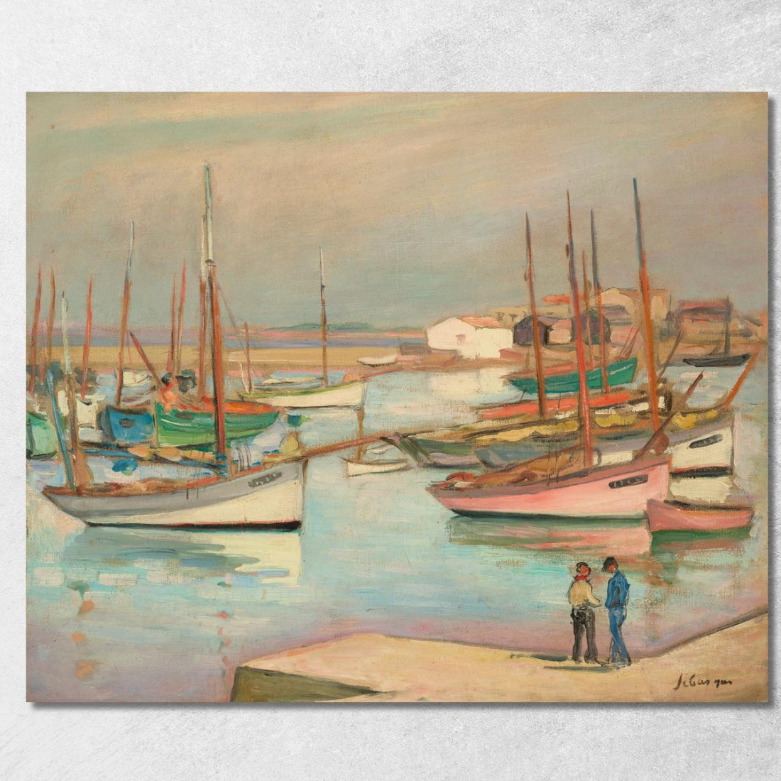 Case Sul Porto Dell'Ile D'Yeu Henri Lebasque hlb43 quadro stampato su tela Case Sul Porto Dell'Ile D'Yeu Henri Lebasque hlb43 quadro stampato su tela