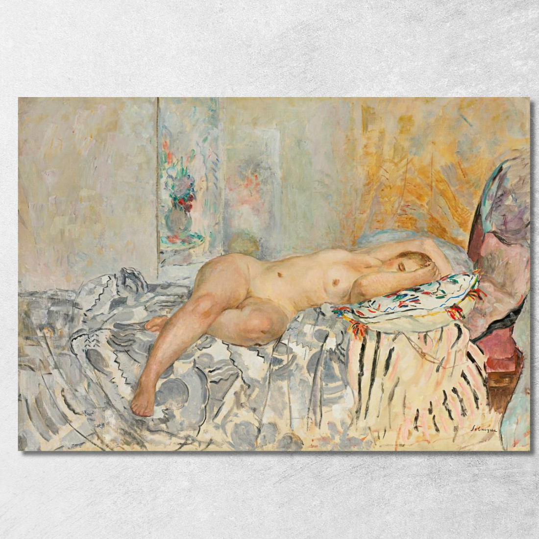 Nudo Sdraiato Sul Cuscino Spagnolo Henri Lebasque hlb54 quadro stampato su tela Nudo Sdraiato Sul Cuscino Spagnolo Henri Lebasque hlb54 quadro stampato su tela