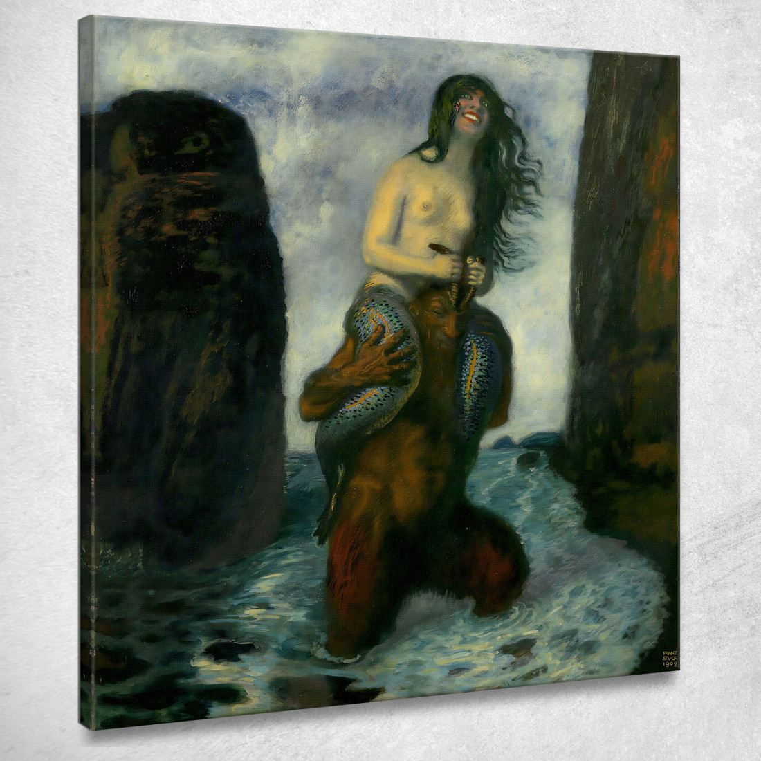 Fauno E Sirena Franz von Stuck fvs31 quadro stampato su tela Fauno E Sirena Franz von Stuck fvs31 quadro stampato su tela
