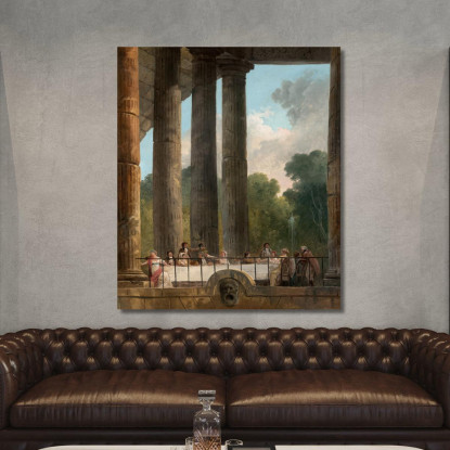 Un Banchetto Tra Le Rovine Di Un Tempio Hubert Robert hrb1 quadro stampato su tela