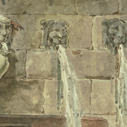 Una Fontana Romana Con Una Donna Che Raccoglie L'Acqua Hubert Robert hrb14 quadro stampato su tela