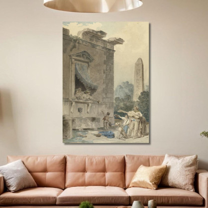 Donne Caritatevoli Hubert Robert hrb28 quadro stampato su tela