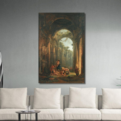 Rovine Classiche Con Soldati Che Giocano D'Azzardo Hubert Robert hrb29 quadro stampato su tela