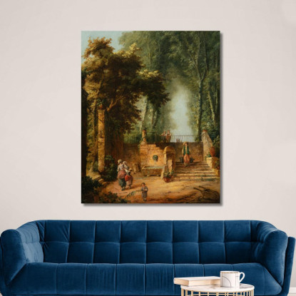 Fontana In Un Parco Hubert Robert hrb37 quadro stampato su tela