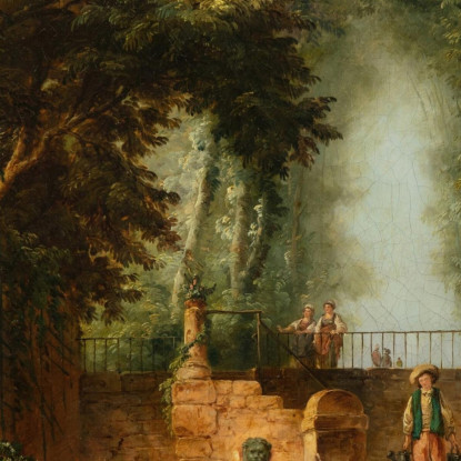Fontana In Un Parco Hubert Robert hrb37 quadro stampato su tela