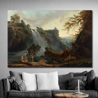 Cascate Di Tivoli Hubert Robert hrb69 quadro stampato su tela